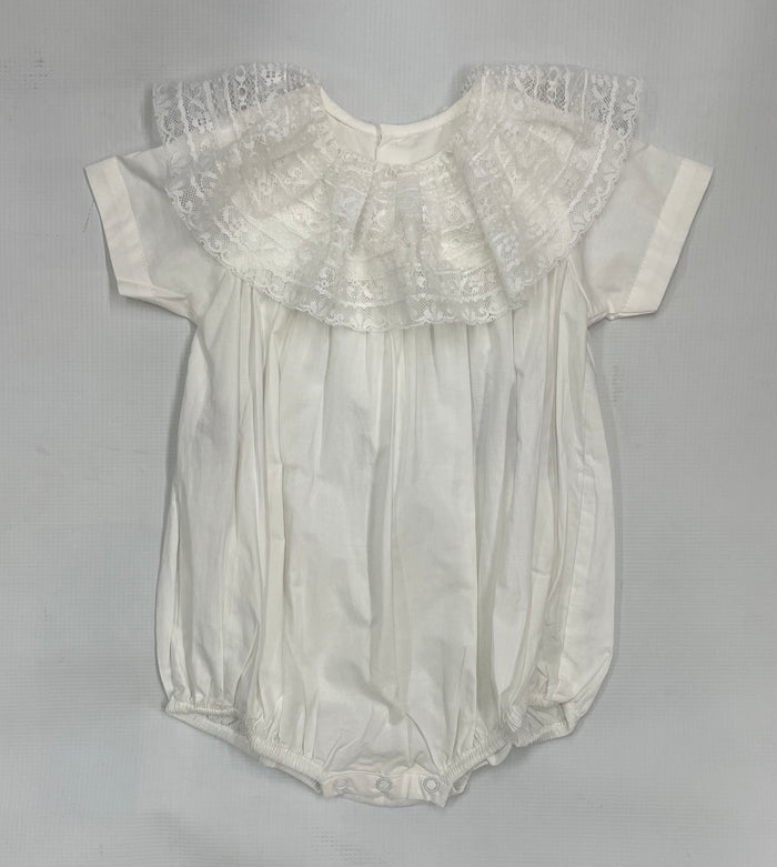 P & R Brooks Lace Collar Boy Bubble-White