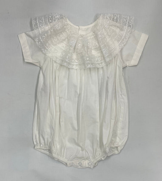 P & R Brooks Lace Collar Boy Bubble-White