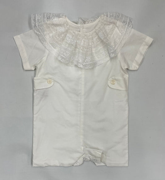 P & R Brooks Lace Collar Romper-White