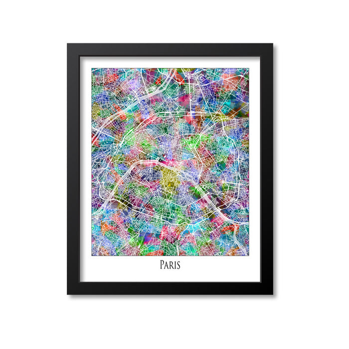 Paris Map Art Print, France