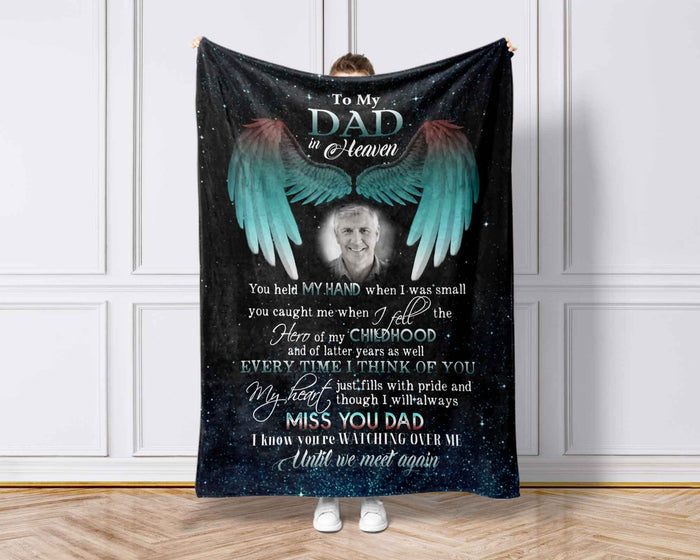 Personalized Loss Of Father Angel Wings Memorial Blanket, In Loving Memory Gift