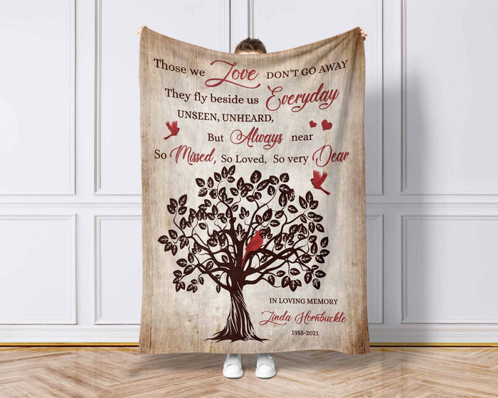 Personalized Memorial Blankets For Funeral, Those We Love Don't Go Away Sympathy Blankets, Keepsake Blankets