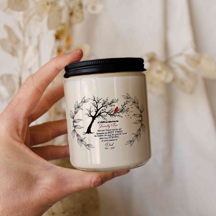 Personalized Memorial Gifts for Loss of Father, A Limb Has Fallen Memorial Candle, In Memory of Dad Gifts