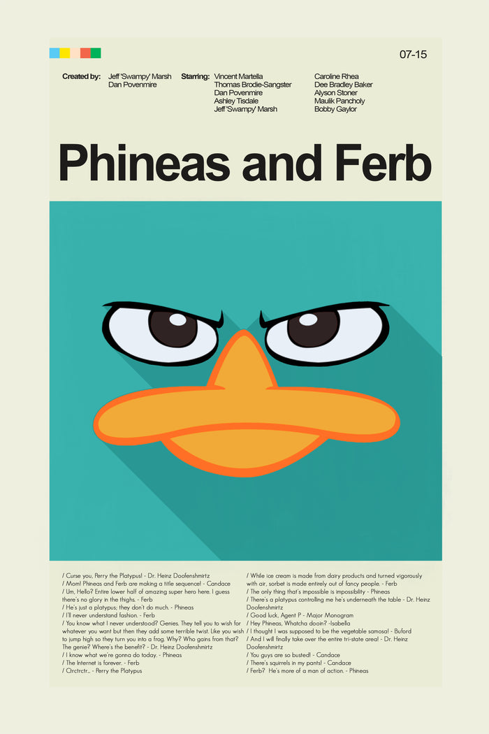 Phineas and Ferb - Perry the Platypus | 12"x18" Print Only