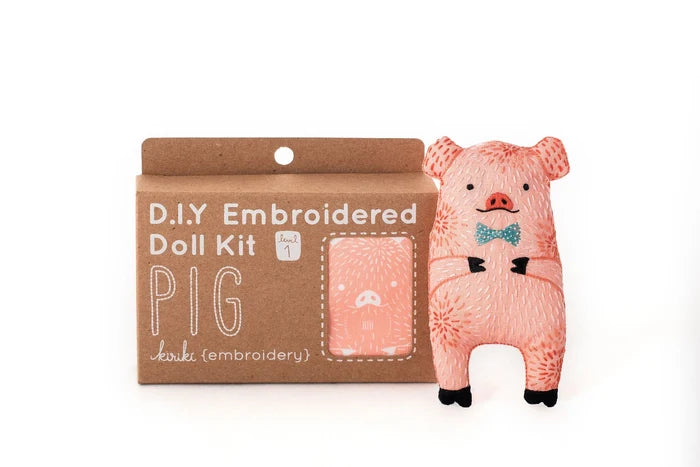 Pig Embroidered Doll Kit