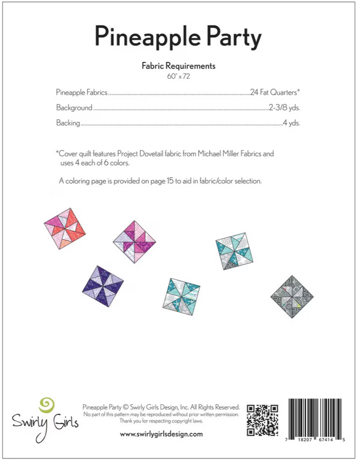 Pineapple Party Quilt Pattern by Swirly Girl Design