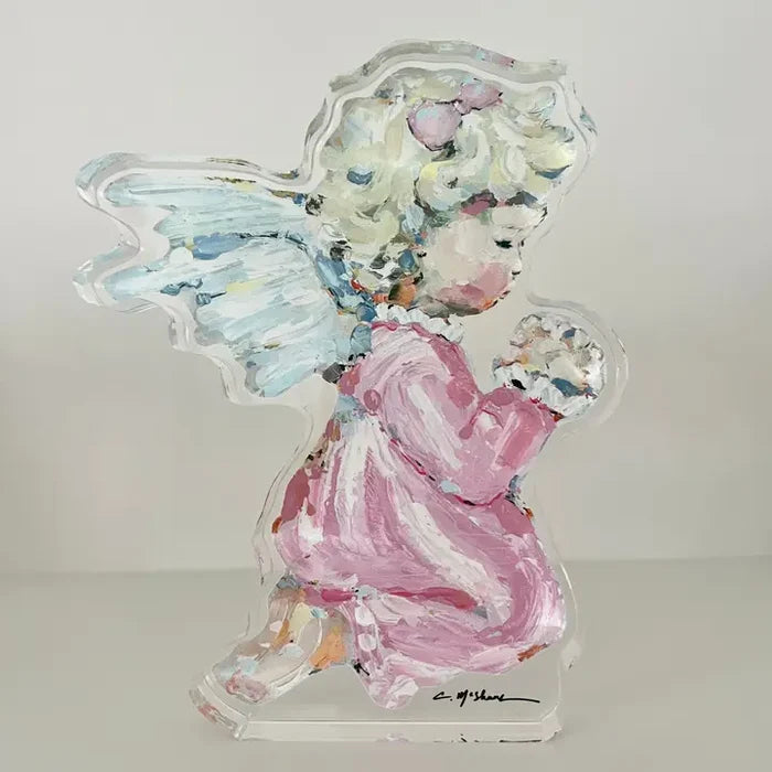 Pink Angel Wings Small Acrylic Cutout-Blonde