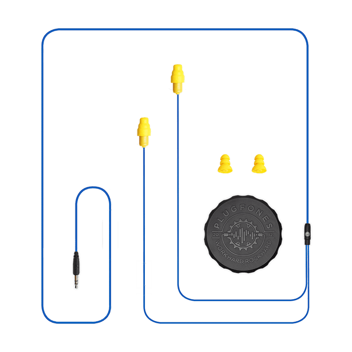 plugfones guardian blue and yellow cable