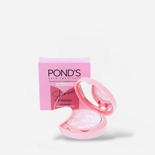 Ponds Translucent Pressed Powder Bright & Glow Shimmer Finish 4.5g بودرة مضغوطة شفافة من بوندز، لمسة نهائية لامعة ومشرقة - Princess Cosmetics Qatar