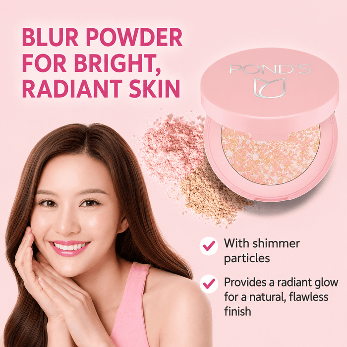 Ponds Translucent Pressed Powder Bright & Glow Shimmer Finish 4.5g بودرة مضغوطة شفافة من بوندز، لمسة نهائية لامعة ومشرقة - Princess Cosmetics Qatar