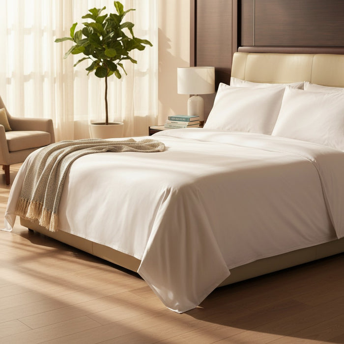 Close-up of sateen weave bed sheets showing lustrous finish and premium quality