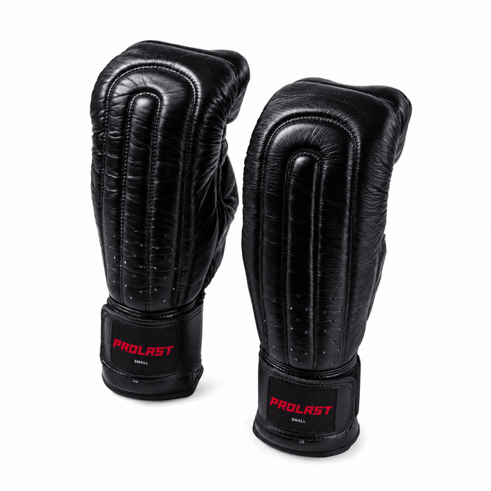 PROLAST black leather bag mitts, from another angle