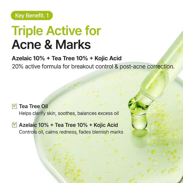 Purito Azelaic Acid 10 Kojic Tea Tree Serum 30ml سيروم شجرة الشاي الكوجيك بحمض الأزيليك 10 من بوريتو - Princess Cosmetics Qatar