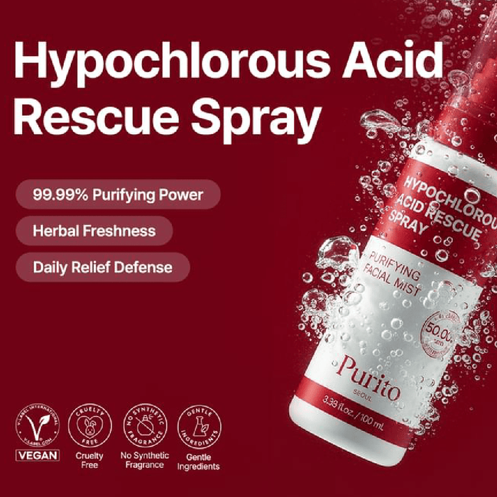 Purito Hypochlorous Acid Rescue Spray 100ml بخاخ إنقاذ حمض الهيبوكلوروس من بورييتو - Princess Cosmetics Qatar