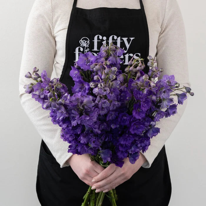 Purple Designer Delphinium Flower Apron - Image