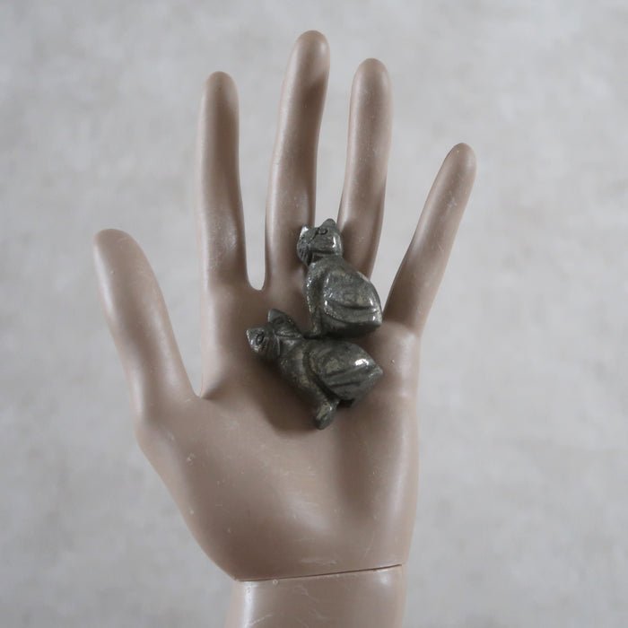 Pyrite Cat Set Gold Carving Stone Protection Pair Spirit Animal