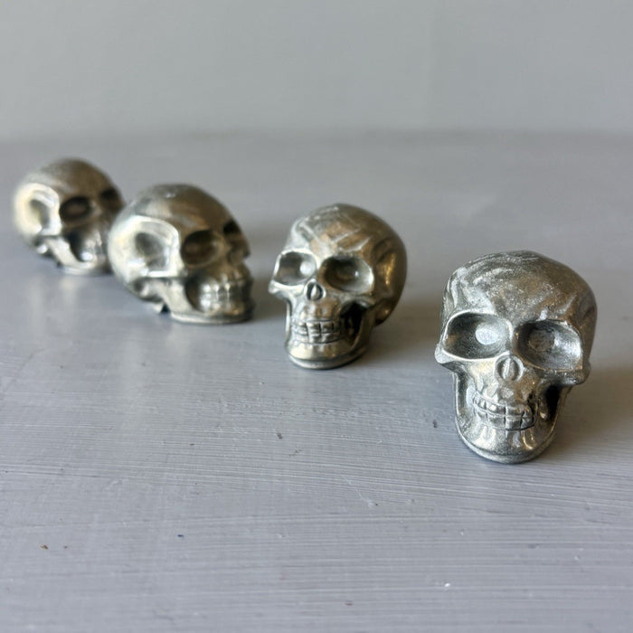 Pyrite Crystal Skulls Set of 4 Carved Natural Gold Stones