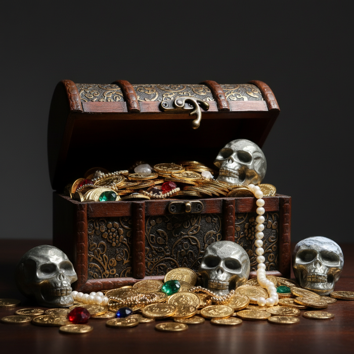 Pyrite Crystal Skulls Set of 4 Carved Natural Gold Stones