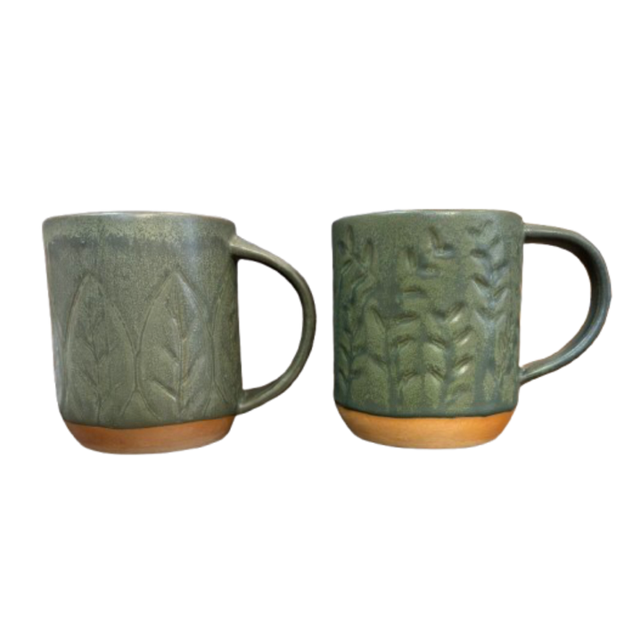 Reactive Glaze Mug, green floral
