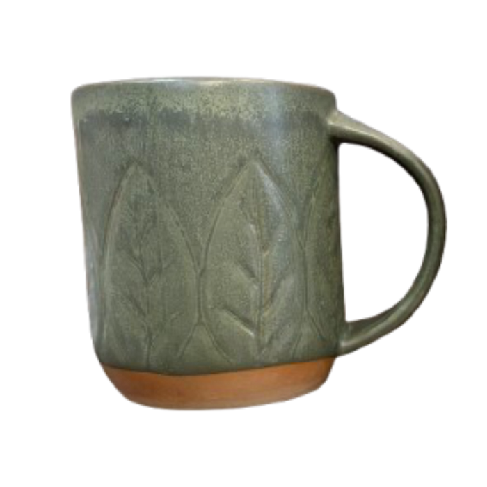 Reactive Glaze Mug, green floral