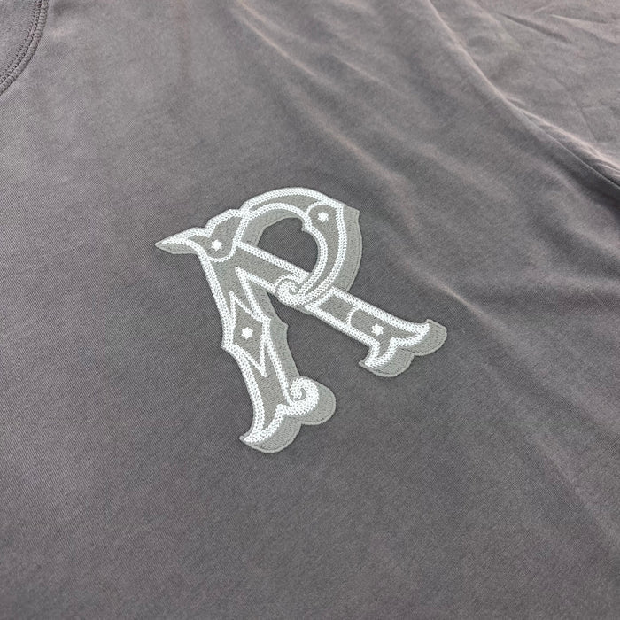 Represent 'Western Initials' T-Shirt in Flat White - Embroidered logo detail.