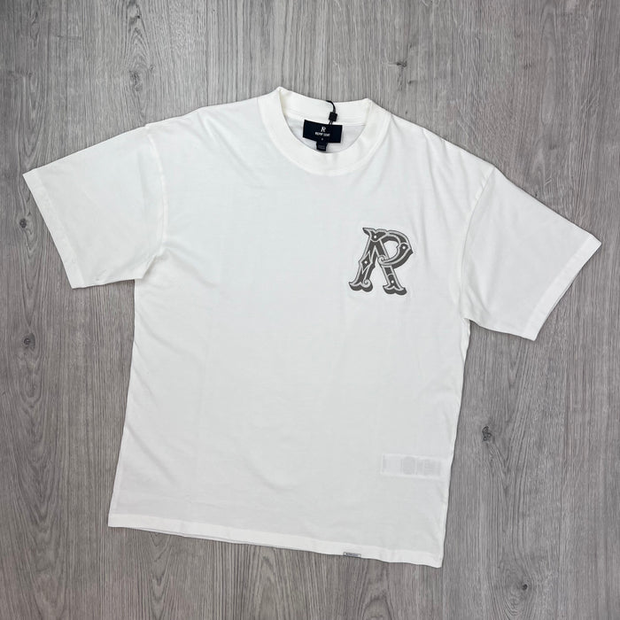 Represent 'Western Initials' T-Shirt in Flat White - Front view.