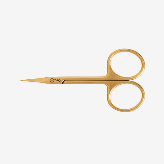 Gold embroidery scissors on a white background