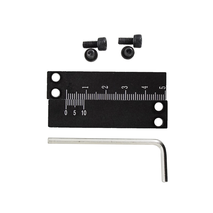 Scale For SG02202 Manual lifting Stage, SKU SG02202211-0001, three quarter front view