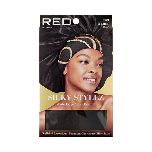 RED BEAUTY by KISS x large silky bonnet for braids in black premium charmeuse satin