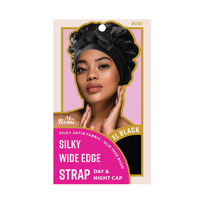 Silky Wide Edge Strap Day & Night Cap [XL] [Black] #3701