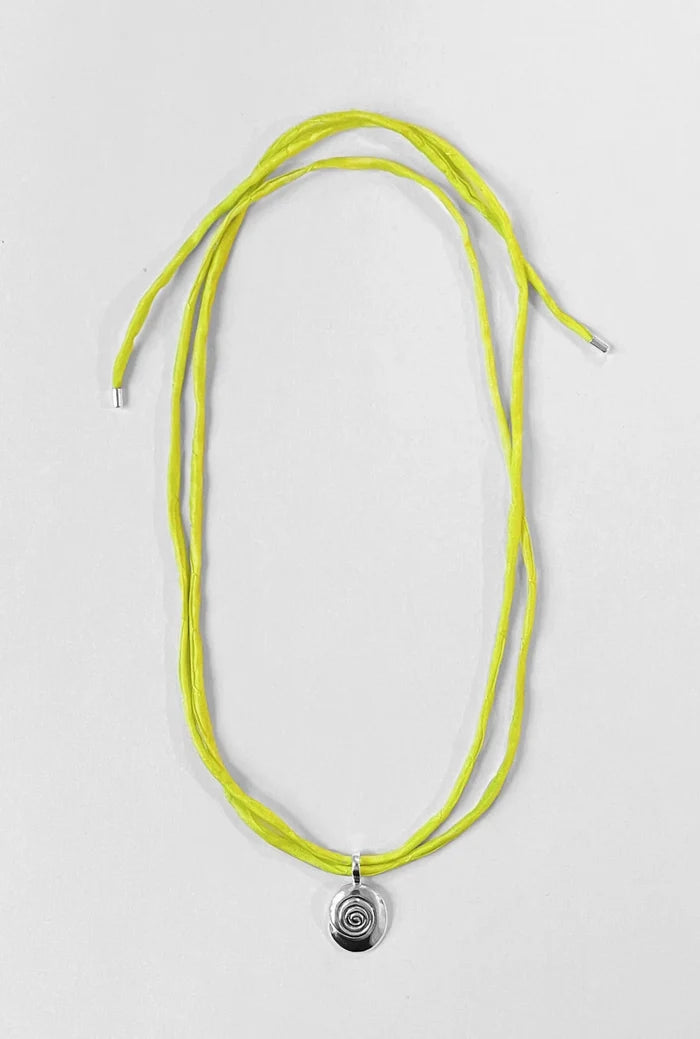 Silver Chartreuse Sand Nautilus Necklace