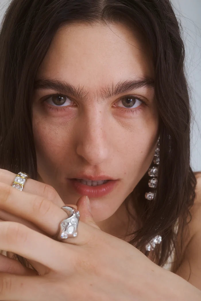 Silver Clear Bat Ring