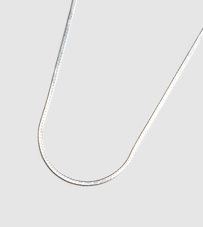 Silver Thin Herringbone Chain Necklace