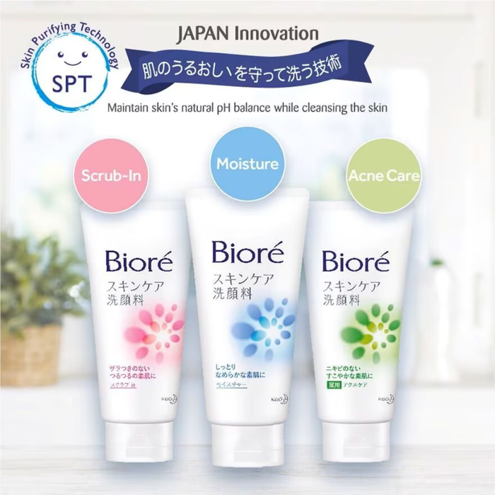 BIORÉ Skin Caring Facial Foam Scrub In 130g | Isetan KL Online Store