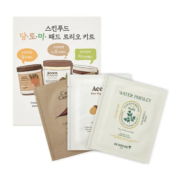 SKINFOOD Carrot & Acorn & Water Parsley Pad Trio Kit