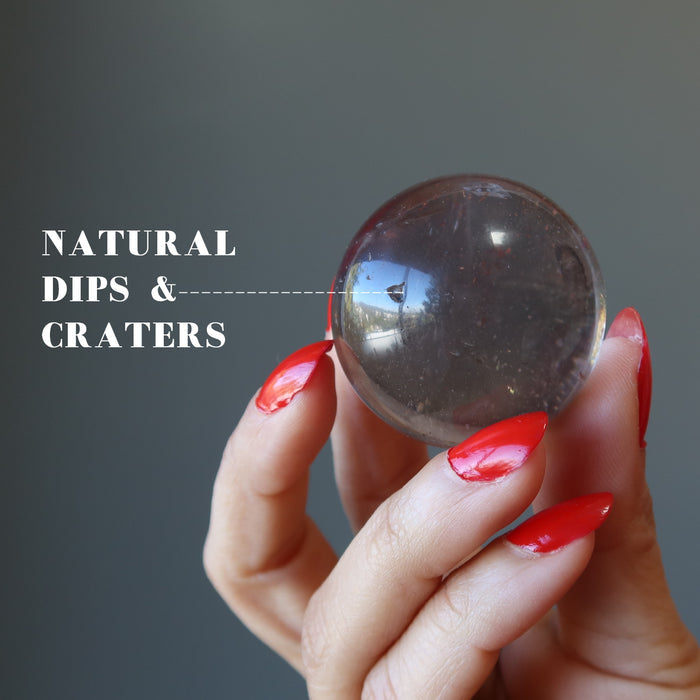 smoky quartz sphere with natural dips