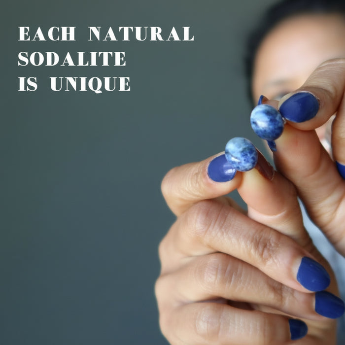 Sodalite Earrings Mindful Blue Studs Sterling Silver
