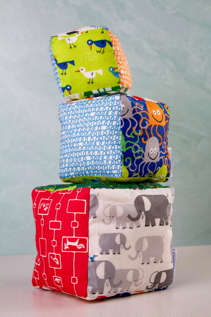 Soft Stacking Block Set - Ed Emberley's Animals-The Blue Peony-Category_Organic Toy,Department_Organic Baby,Material_Organic Cotton,Pattern_Ed Emberley's Animals