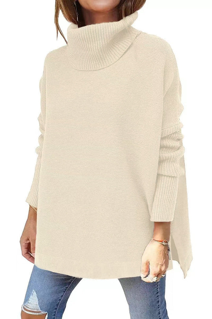 Sora modern oversized turtleneck jumper shown in a neutral tone