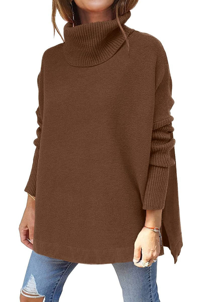 Sora modern oversized turtleneck jumper shown in a neutral tone