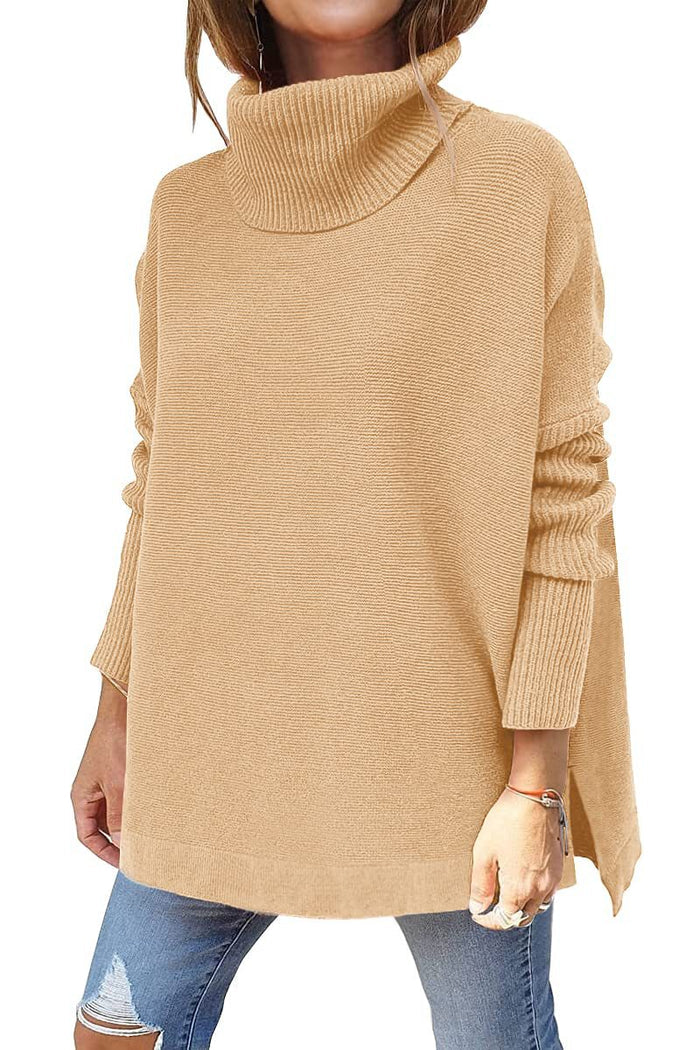 Sora modern oversized turtleneck jumper shown in a neutral tone