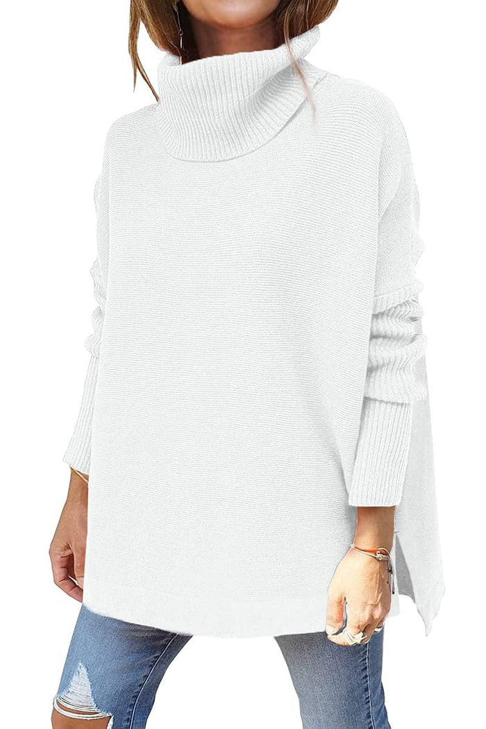 Sora modern oversized turtleneck jumper shown in a neutral tone