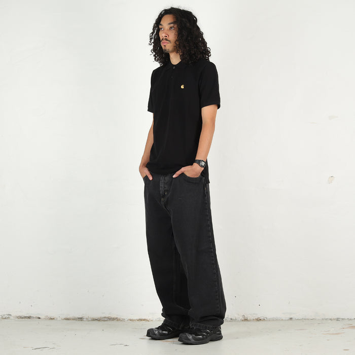 S/S Chase Pique Polo - Black / Gold