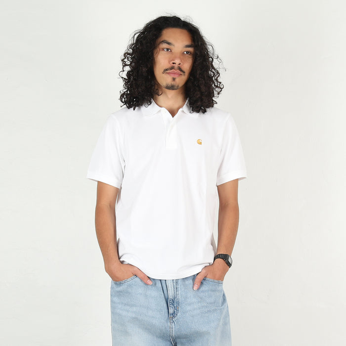 S/S Chase Pique Polo - White / Gold