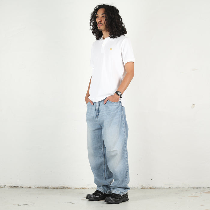 S/S Chase Pique Polo - White / Gold