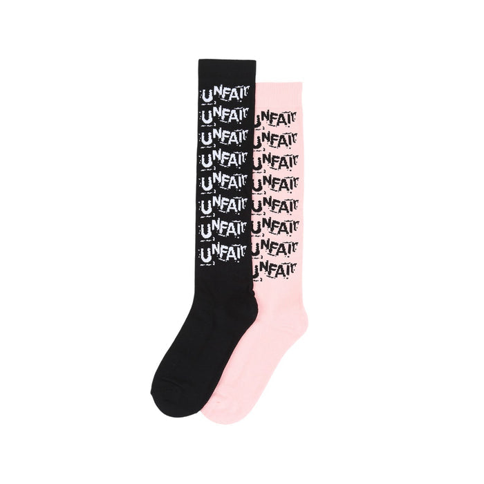 Stack Logo Knee Socks 2 Pack - Black/Pink