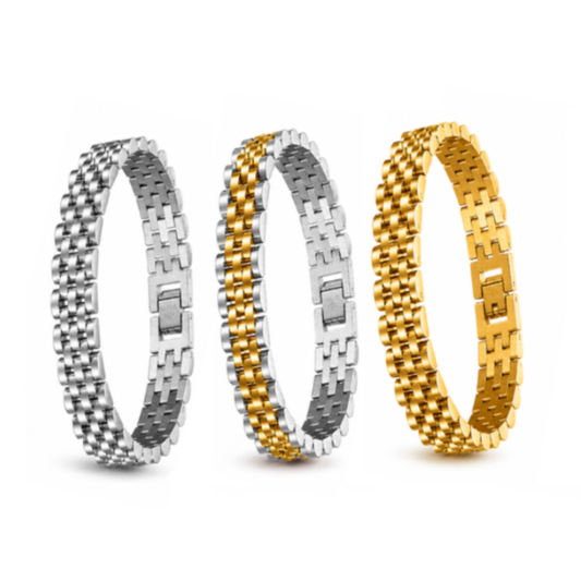 Stainless Steel Luxury Brick Handmade Men's Bracelets 10MM-21CM