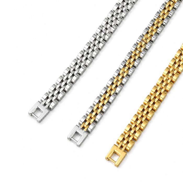 Stainless Steel Luxury Brick Handmade Men's Bracelets 10MM-21CM