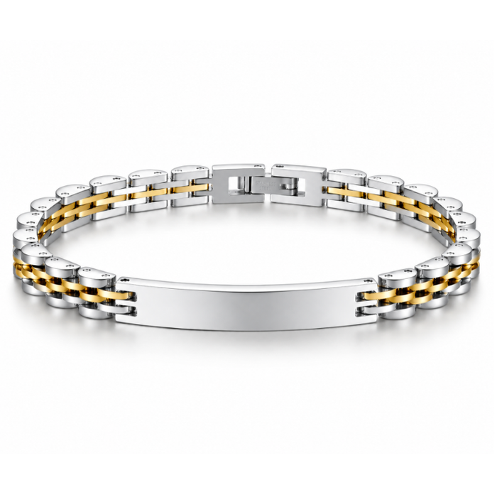Stainless Steel Luxury Brick Handmade Men's ID  Bracelets