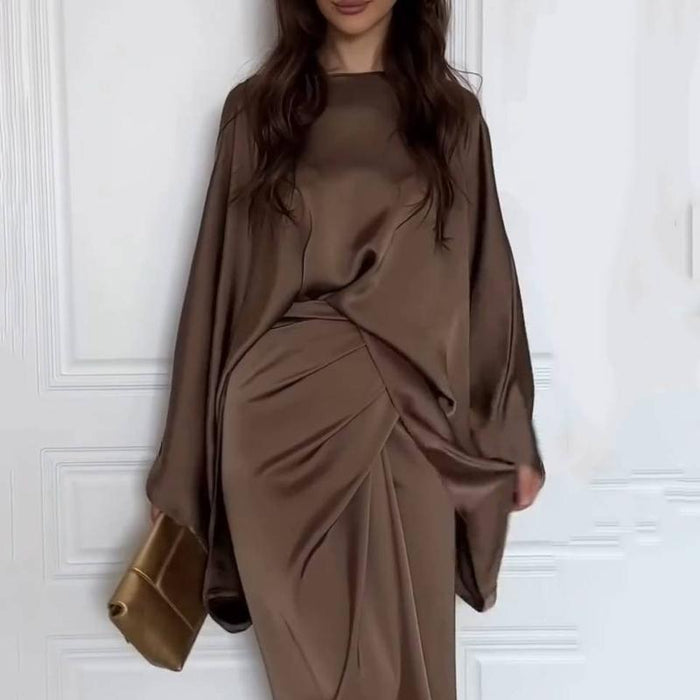 Stella loose shirt and lace-up skirt two-piece set for women